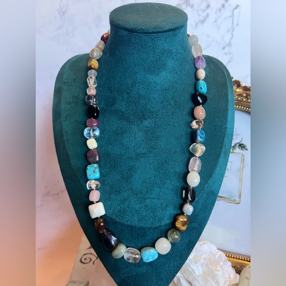 Handmade Gemstone Necklace - Handknotted with Precious & Semi-Precious Stones - Picture 2 of 4
